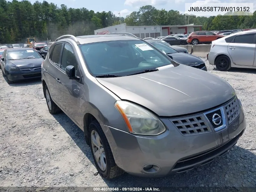 2008 Nissan Rogue Sl VIN: JN8AS58T78W019152 Lot: 40319048