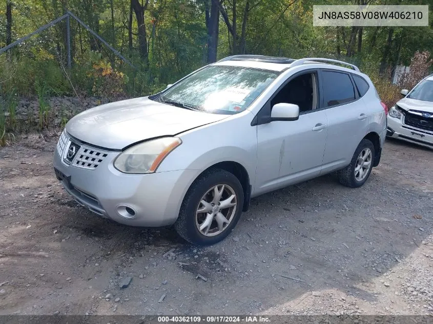 2008 Nissan Rogue Sl VIN: JN8AS58V08W406210 Lot: 40362109