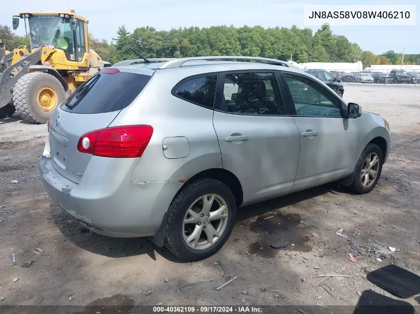 2008 Nissan Rogue Sl VIN: JN8AS58V08W406210 Lot: 40362109