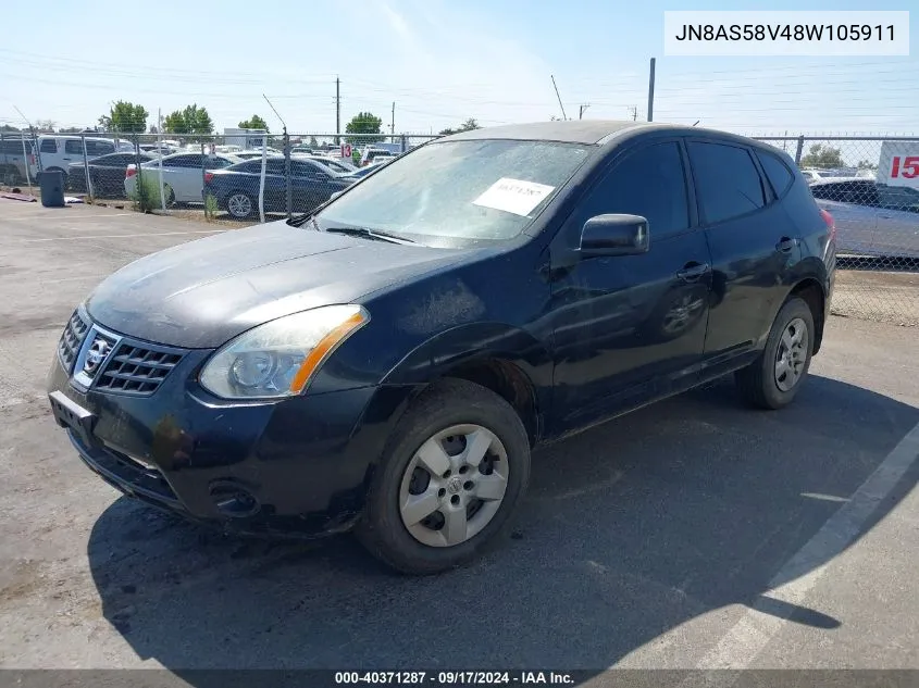 2008 Nissan Rogue S VIN: JN8AS58V48W105911 Lot: 40371287