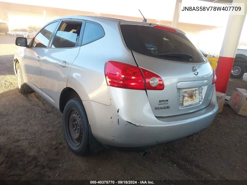 2008 Nissan Rogue S VIN: JN8AS58V78W407709 Lot: 40375770