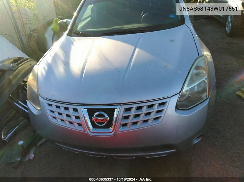 2008 Nissan Rogue S/Sl VIN: JN8AS58T48W017651 Lot: 40635337