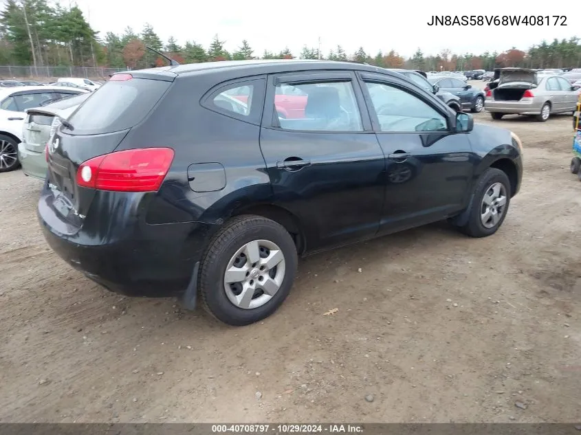 2008 Nissan Rogue S VIN: JN8AS58V68W408172 Lot: 40708797