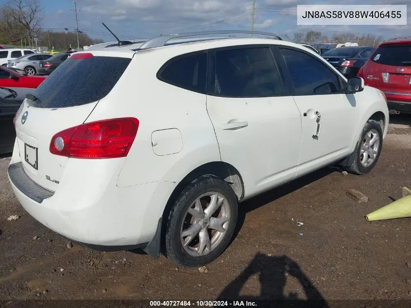 2008 Nissan Rogue Sl VIN: JN8AS58V88W406455 Lot: 40727484