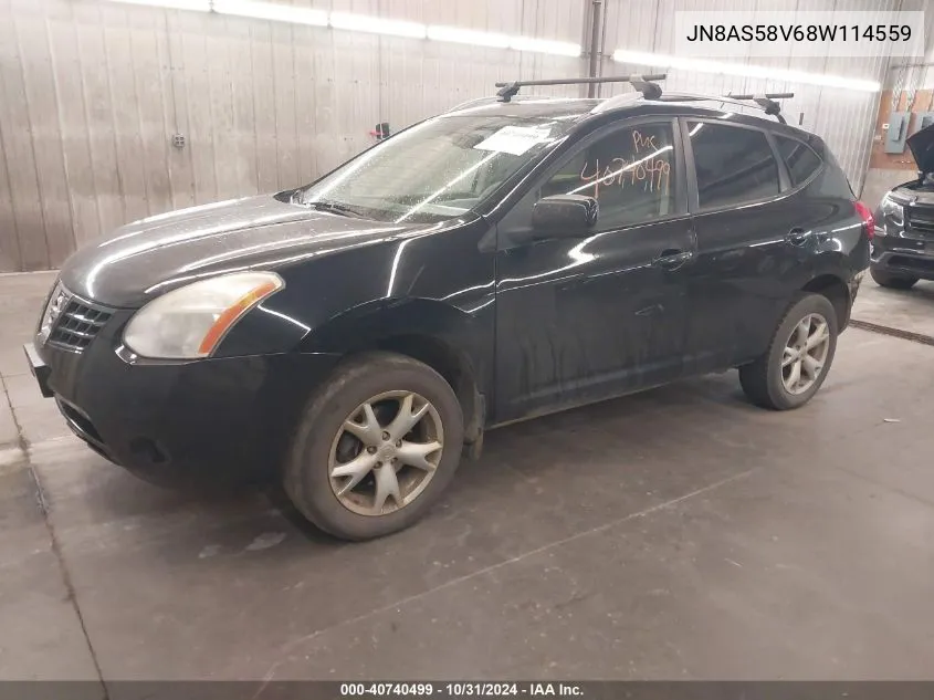 2008 Nissan Rogue Sl VIN: JN8AS58V68W114559 Lot: 40740499