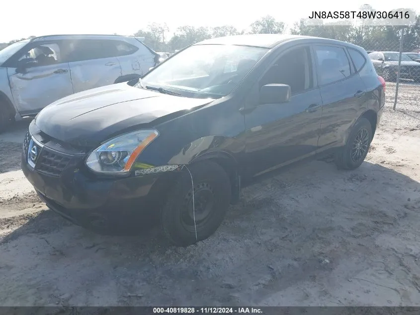 2008 Nissan Rogue S VIN: JN8AS58T48W306416 Lot: 40819828