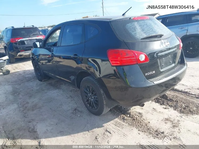 2008 Nissan Rogue S VIN: JN8AS58T48W306416 Lot: 40819828