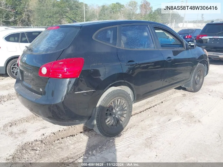 2008 Nissan Rogue S VIN: JN8AS58T48W306416 Lot: 40819828