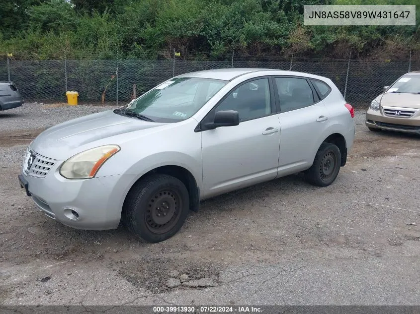 2009 Nissan Rogue S VIN: JN8AS58V89W431647 Lot: 39913930