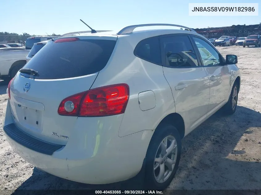 2009 Nissan Rogue Sl VIN: JN8AS58V09W182986 Lot: 40453085