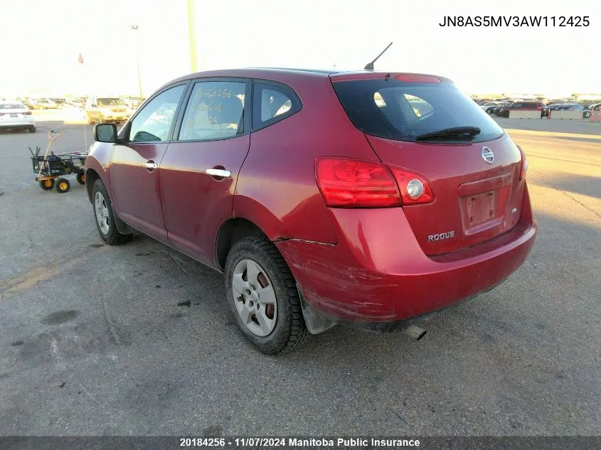 2010 Nissan Rogue S VIN: JN8AS5MV3AW112425 Lot: 20184256