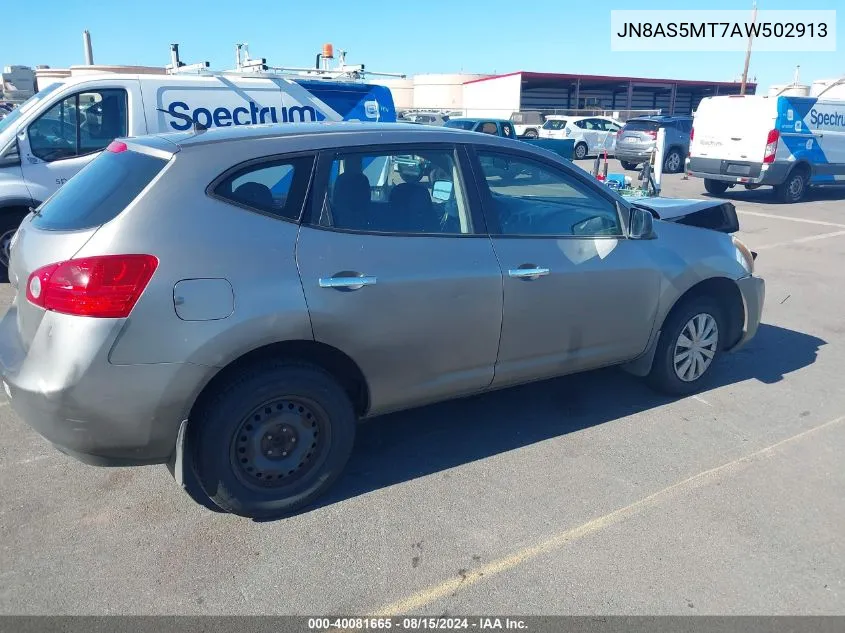 2010 Nissan Rogue S VIN: JN8AS5MT7AW502913 Lot: 40081665