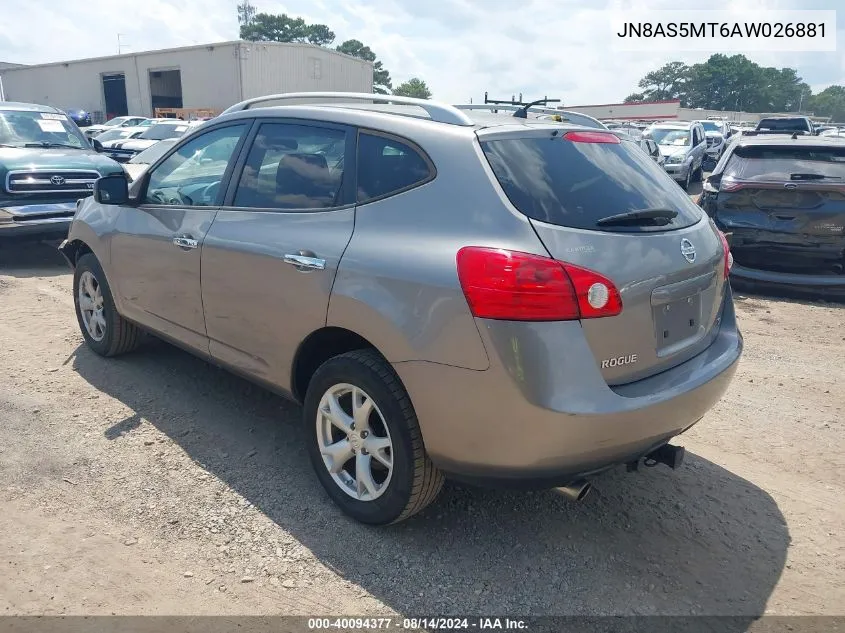 2010 Nissan Rogue Sl VIN: JN8AS5MT6AW026881 Lot: 40094377