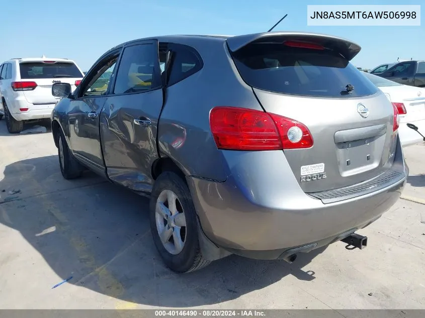 2010 Nissan Rogue S/Sl/Krom VIN: JN8AS5MT6AW506998 Lot: 40146490