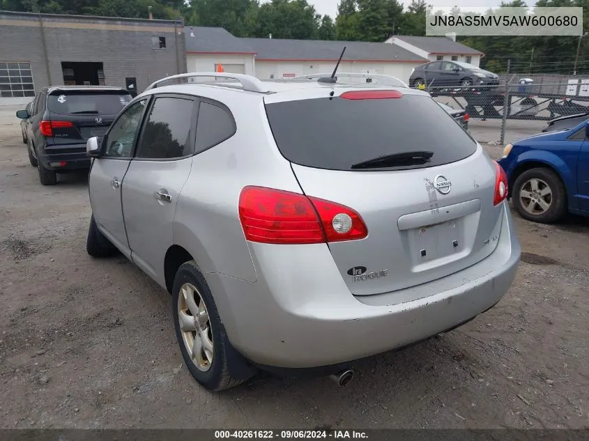 2010 Nissan Rogue S/Sl/Krom VIN: JN8AS5MV5AW600680 Lot: 40261622