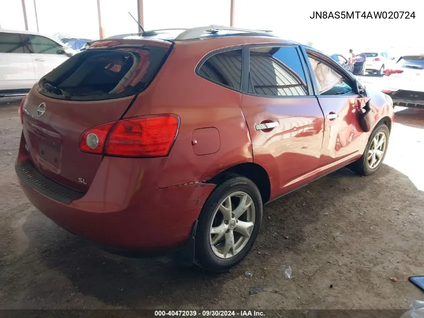 2010 Nissan Rogue Sl VIN: JN8AS5MT4AW020724 Lot: 40472039