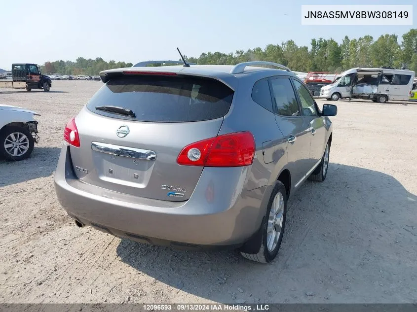 2011 Nissan Rogue Sv VIN: JN8AS5MV8BW308149 Lot: 12096593