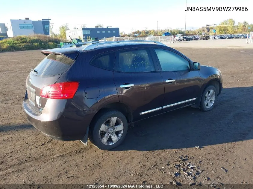 2011 Nissan Rogue S/Sv/Krom VIN: JN8AS5MV9BW279986 Lot: 12123654