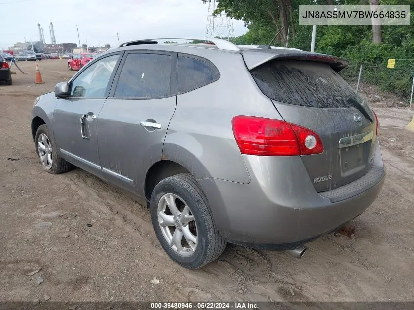 2011 Nissan Rogue Sv VIN: JN8AS5MV7BW664835 Lot: 40789927