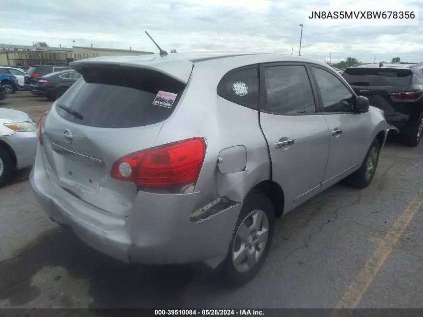 2011 Nissan Rogue S VIN: JN8AS5MVXBW678356 Lot: 39510084