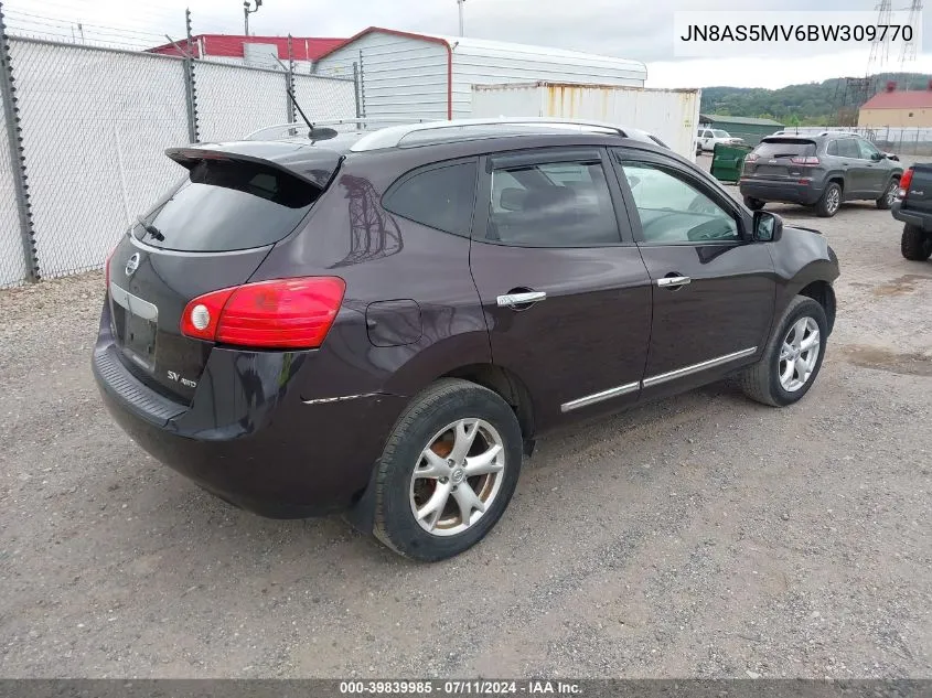 2011 Nissan Rogue Sv VIN: JN8AS5MV6BW309770 Lot: 39839985