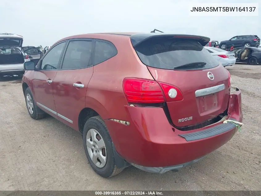 2011 Nissan Rogue S VIN: JN8AS5MT5BW164137 Lot: 39916385