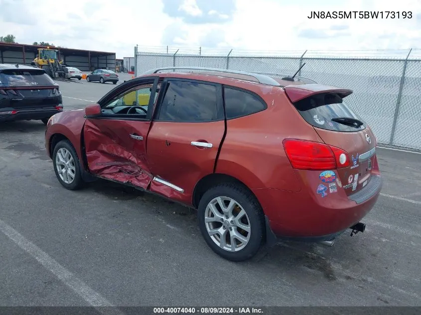 2011 Nissan Rogue Sv VIN: JN8AS5MT5BW173193 Lot: 40074040