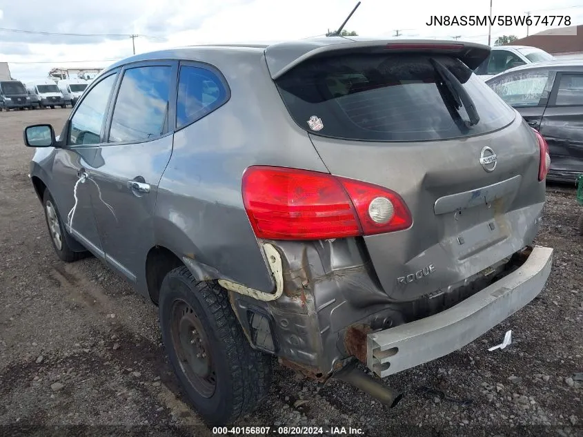 2011 Nissan Rogue S VIN: JN8AS5MV5BW674778 Lot: 40156807