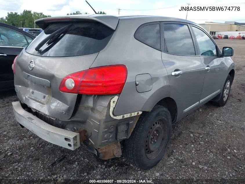 2011 Nissan Rogue S VIN: JN8AS5MV5BW674778 Lot: 40156807