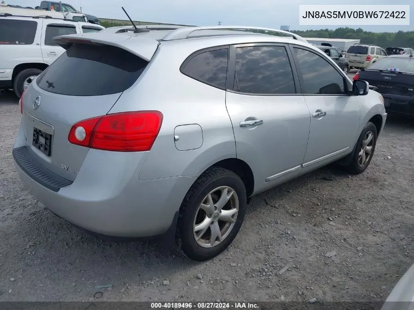 2011 Nissan Rogue Sv VIN: JN8AS5MV0BW672422 Lot: 40189496