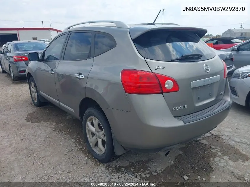 2011 Nissan Rogue Sv VIN: JN8AS5MV0BW292870 Lot: 40203318