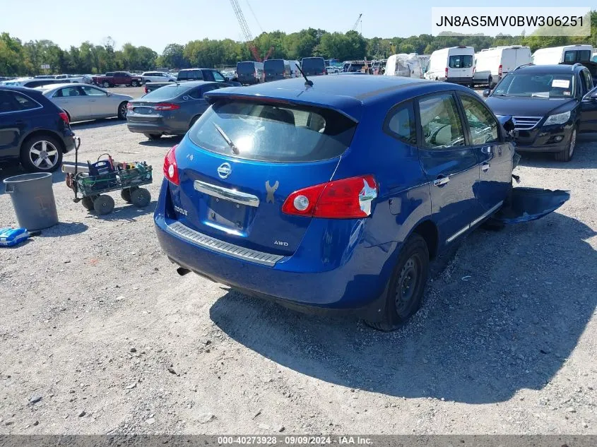 2011 Nissan Rogue S VIN: JN8AS5MV0BW306251 Lot: 40273928