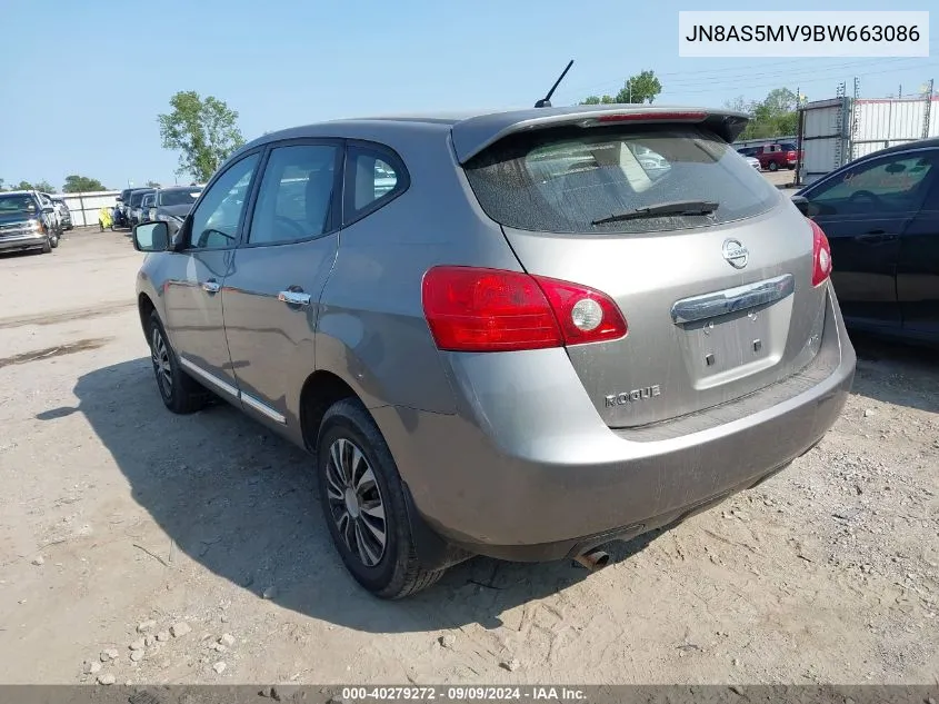 2011 Nissan Rogue S VIN: JN8AS5MV9BW663086 Lot: 40279272