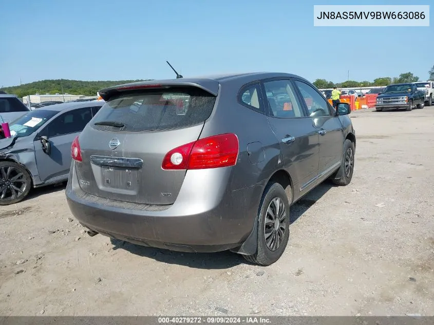 2011 Nissan Rogue S VIN: JN8AS5MV9BW663086 Lot: 40279272