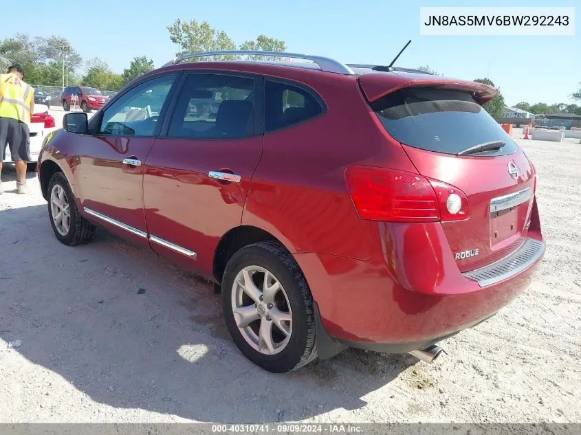 2011 Nissan Rogue Sv VIN: JN8AS5MV6BW292243 Lot: 40310741