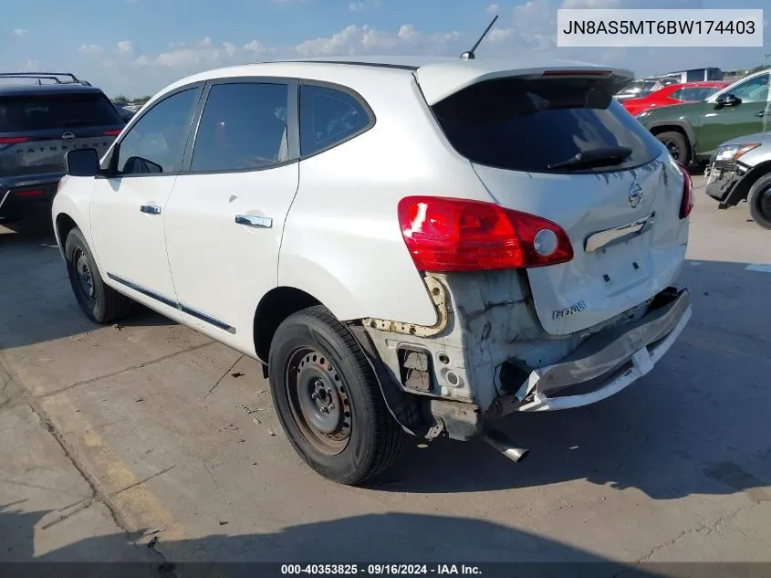 2011 Nissan Rogue S VIN: JN8AS5MT6BW174403 Lot: 40353825