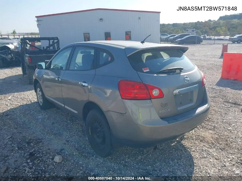 2011 Nissan Rogue S/Sv/Krom VIN: JN8AS5MT2BW571848 Lot: 40587040