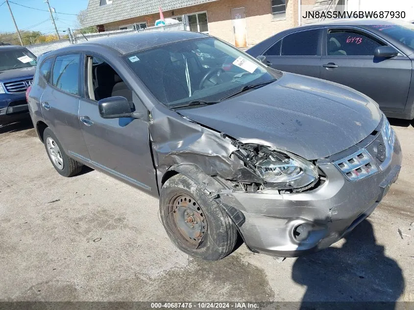 2011 Nissan Rogue S VIN: JN8AS5MV6BW687930 Lot: 40687475