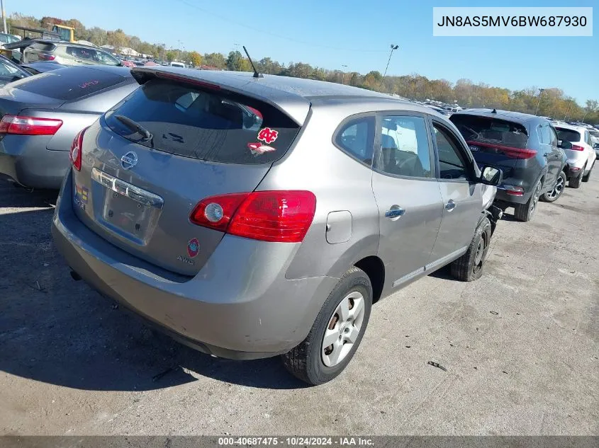 2011 Nissan Rogue S VIN: JN8AS5MV6BW687930 Lot: 40687475