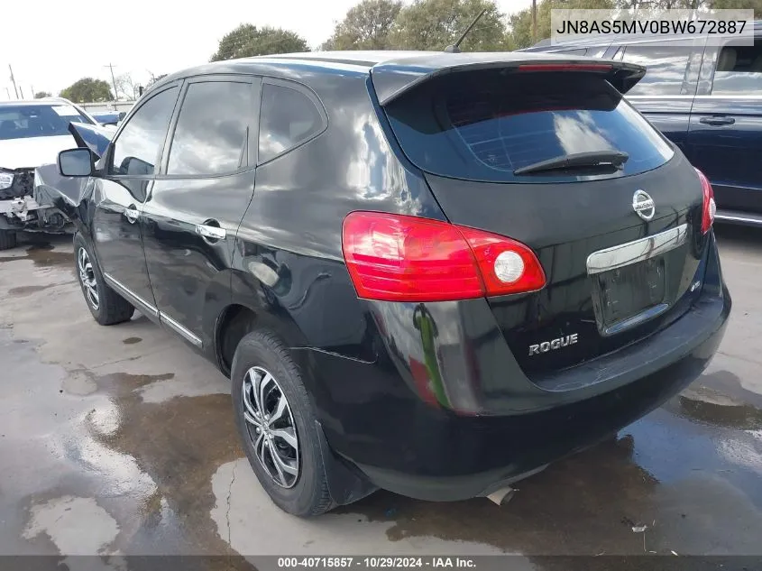 2011 Nissan Rogue S VIN: JN8AS5MV0BW672887 Lot: 40715857