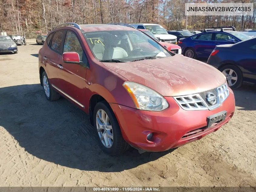 2011 Nissan Rogue S/Sv/Krom VIN: JN8AS5MV2BW274385 Lot: 40761890