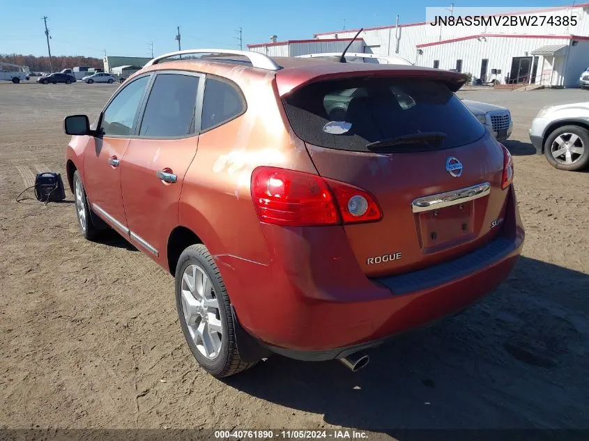 2011 Nissan Rogue S/Sv/Krom VIN: JN8AS5MV2BW274385 Lot: 40761890