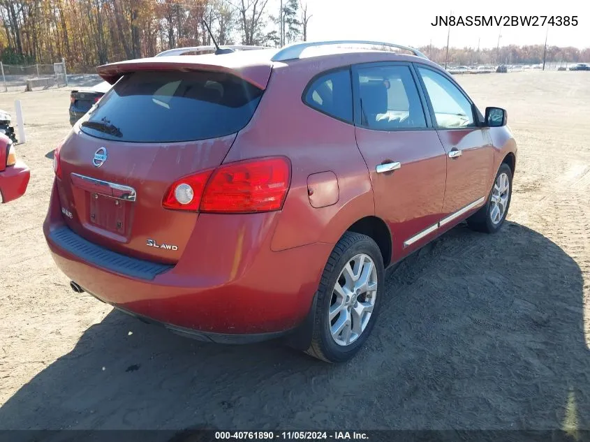 2011 Nissan Rogue S/Sv/Krom VIN: JN8AS5MV2BW274385 Lot: 40761890