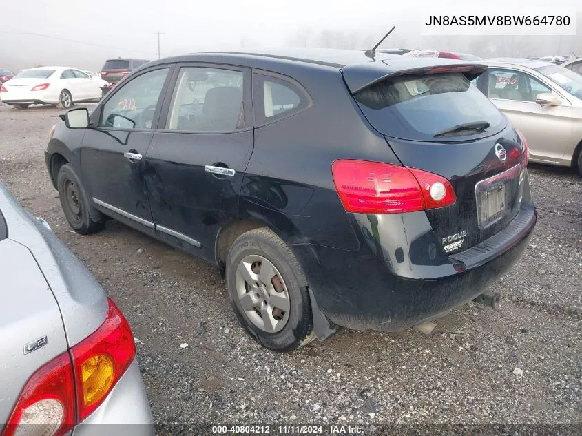 2011 Nissan Rogue S VIN: JN8AS5MV8BW664780 Lot: 40804212