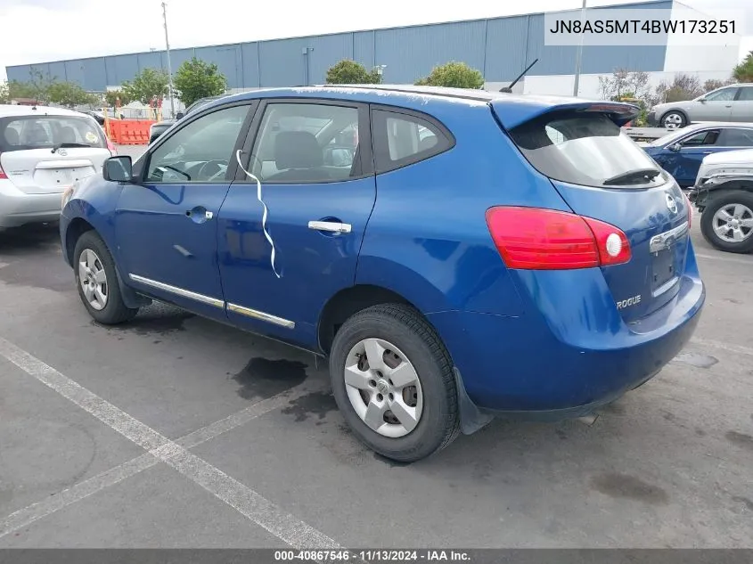 2011 Nissan Rogue S VIN: JN8AS5MT4BW173251 Lot: 40867546