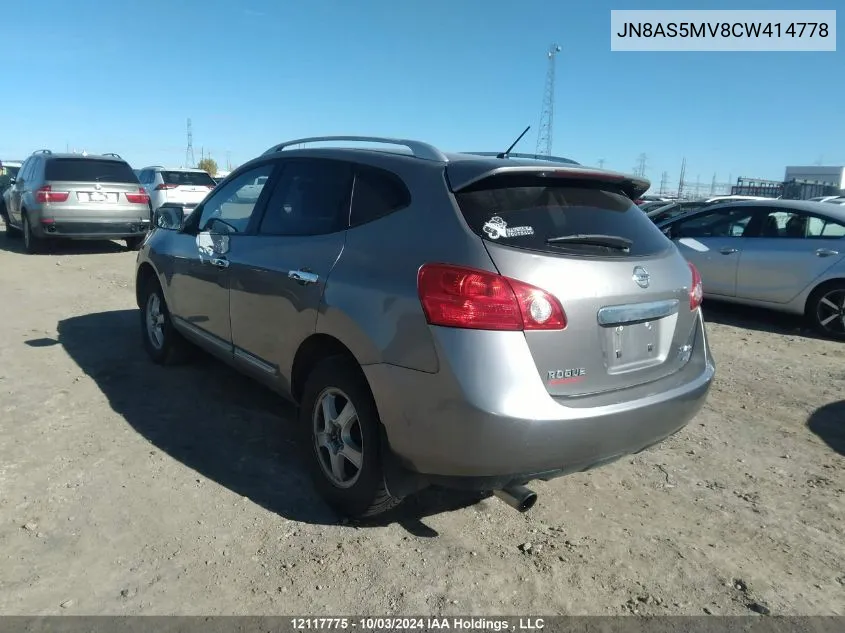 2012 Nissan Rogue Sv VIN: JN8AS5MV8CW414778 Lot: 12117775