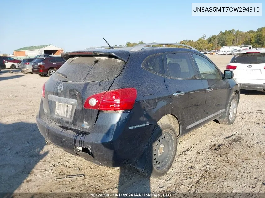 2012 Nissan Rogue S/Sv VIN: JN8AS5MT7CW294910 Lot: 12123298