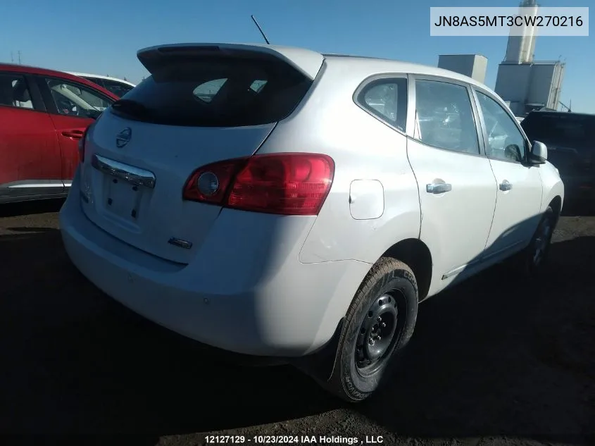 2012 Nissan Rogue S/Sv VIN: JN8AS5MT3CW270216 Lot: 12127129