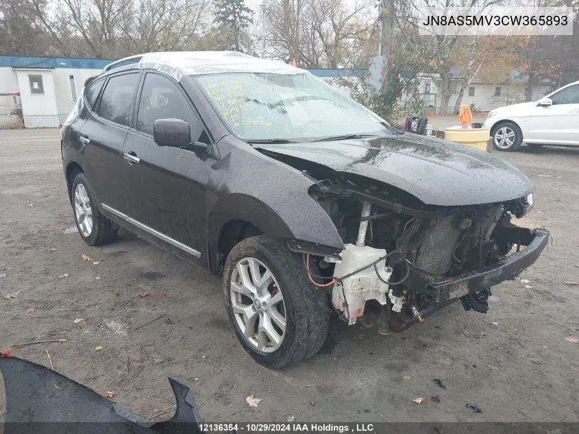 2012 Nissan Rogue Sv W/Sl Pkg VIN: JN8AS5MV3CW365893 Lot: 12136354