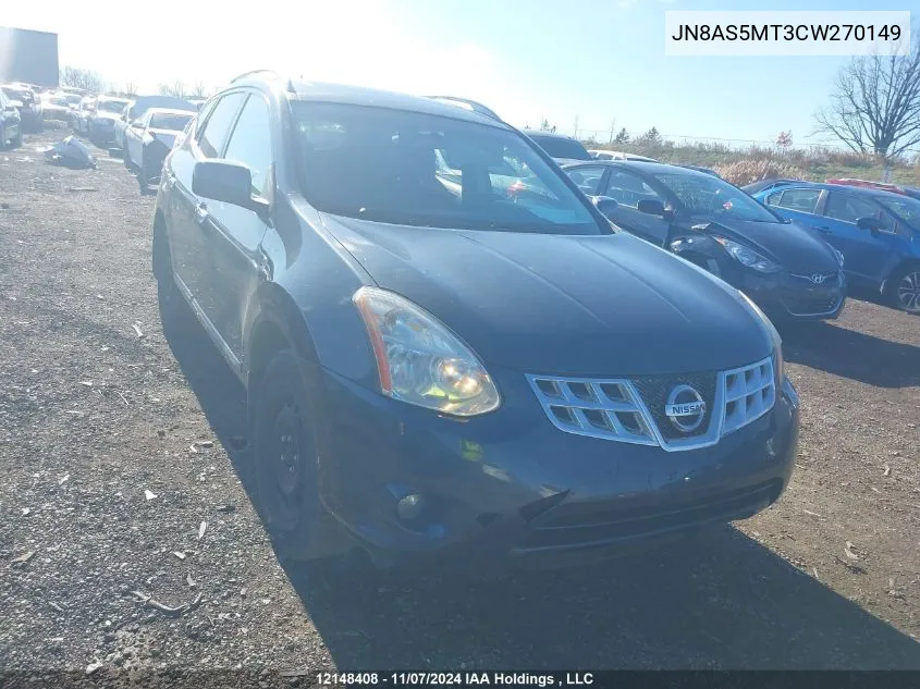 2012 Nissan Rogue VIN: JN8AS5MT3CW270149 Lot: 12148408